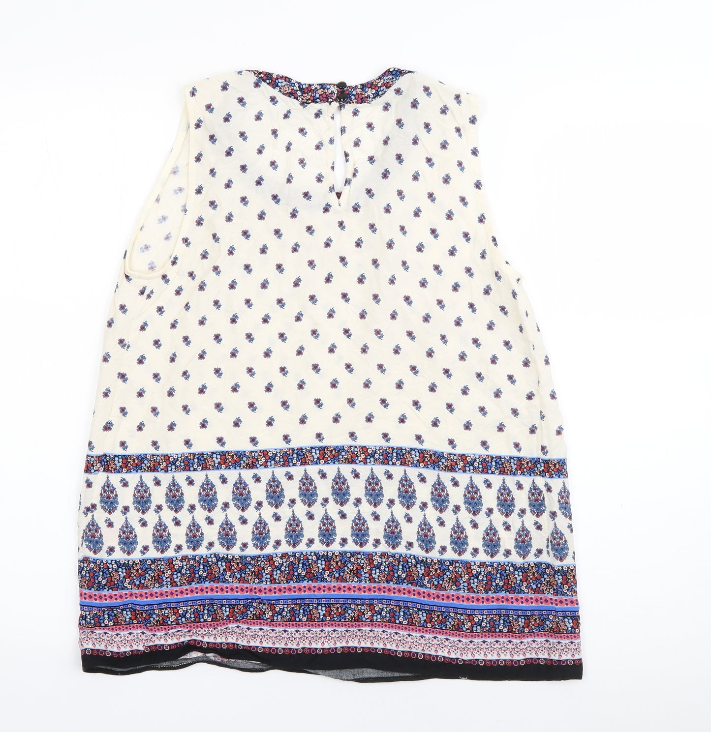 Red Herring Womens White Floral Viscose Basic Tank Size 10 Round Neck