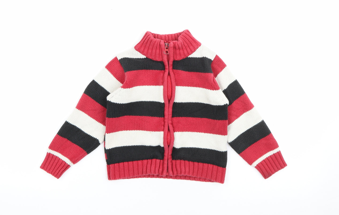 Earlydays Baby Red Striped Cotton Cardigan Jumper Size 12-18 Months  Zip