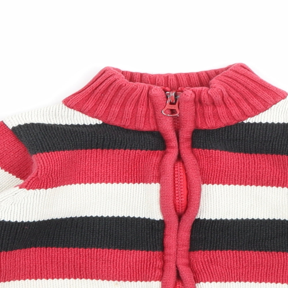 Earlydays Baby Red Striped Cotton Cardigan Jumper Size 12-18 Months  Zip