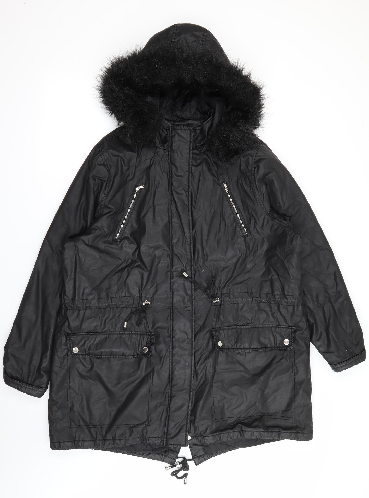 Papaya Womens Black   Parka Coat Size 20  Zip