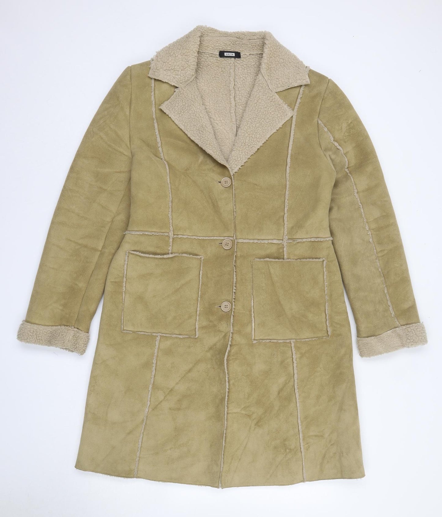 Nikita Womens Beige   Overcoat Jacket Size L  Button