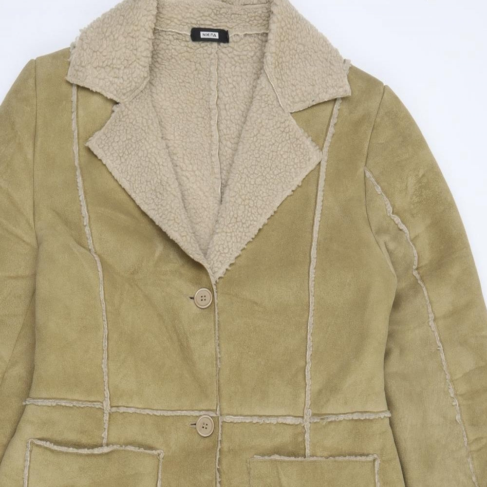 Nikita Womens Beige   Overcoat Jacket Size L  Button