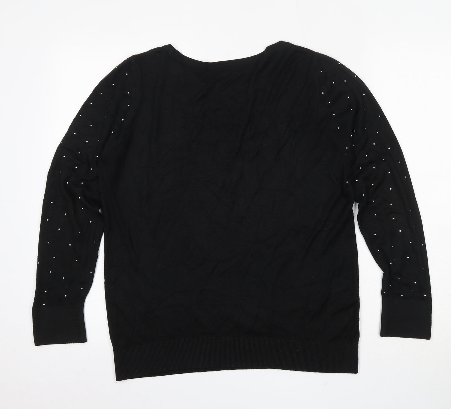 Wallis Womens Black Round Neck  Cotton Pullover Jumper Size S
