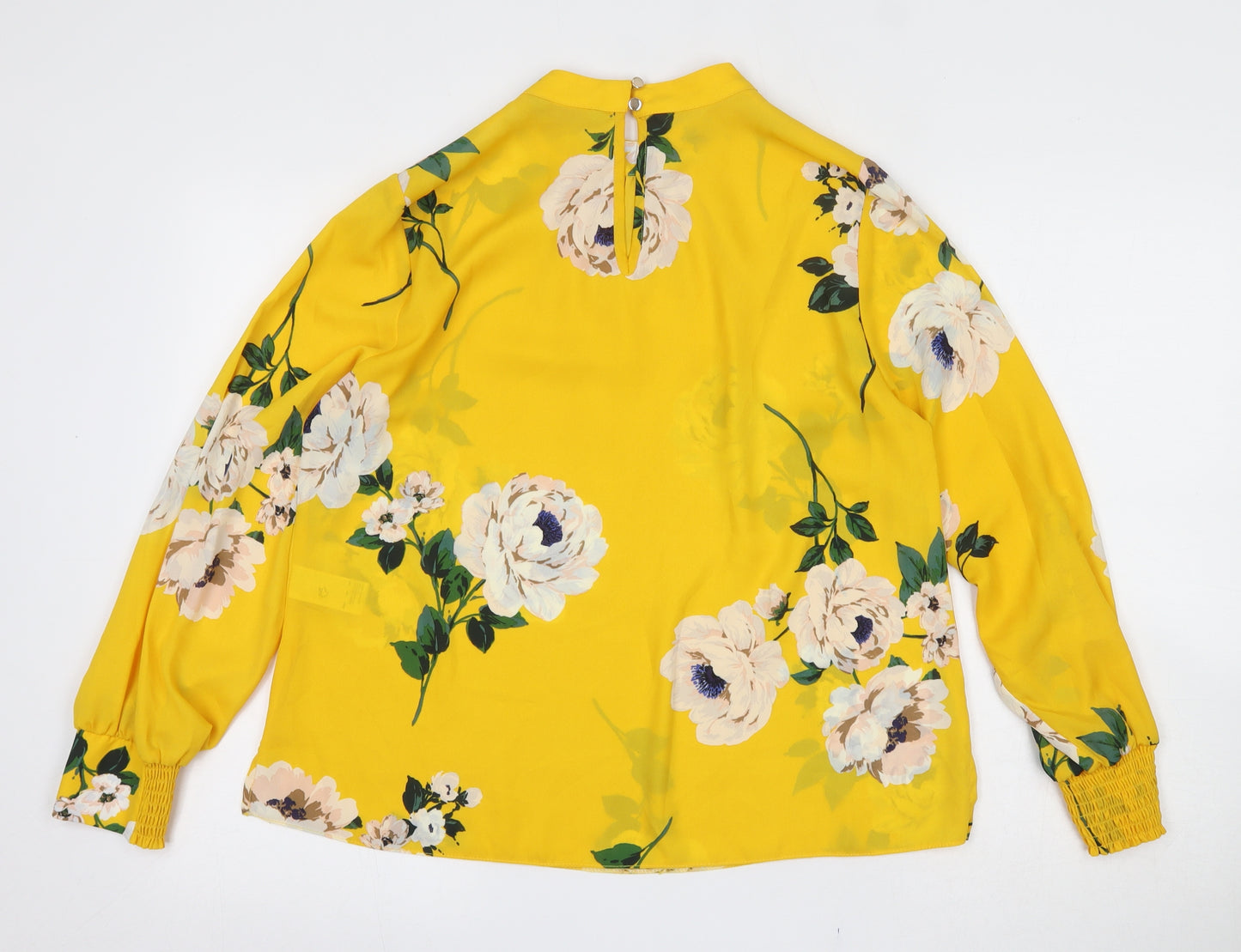 Dorothy Perkins Womens Yellow Geometric Polyester Basic Blouse Size 14 Round Neck