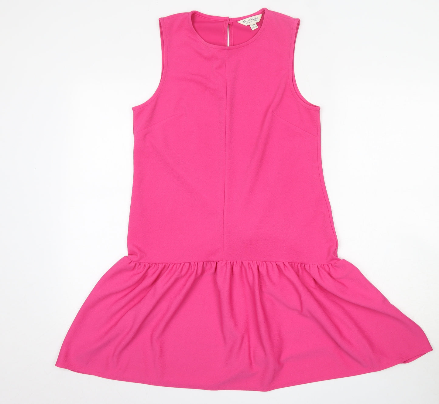 Miss Selfridge Womens Pink  Polyester Fit & Flare  Size 10  Round Neck Button