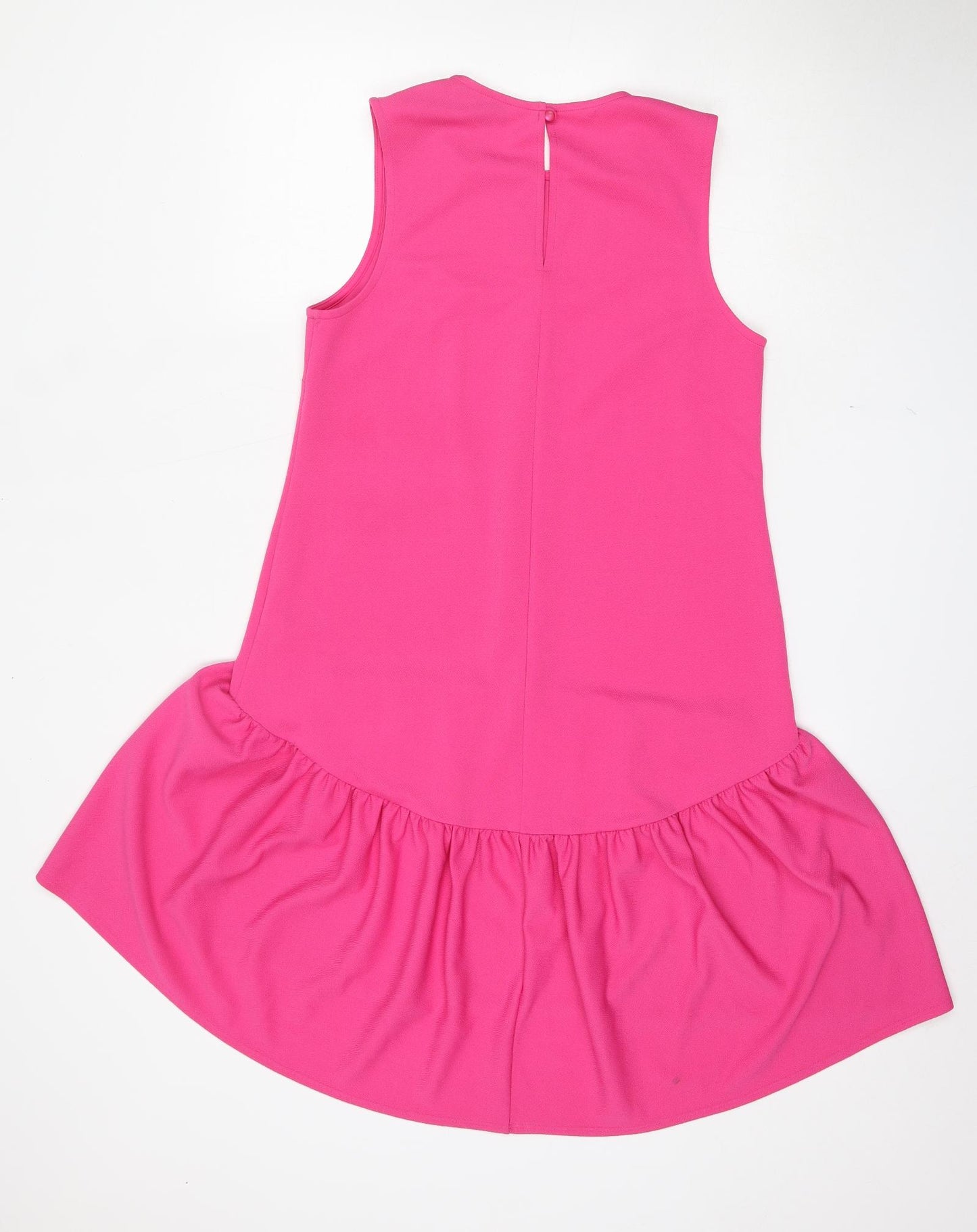 Miss Selfridge Womens Pink  Polyester Fit & Flare  Size 10  Round Neck Button