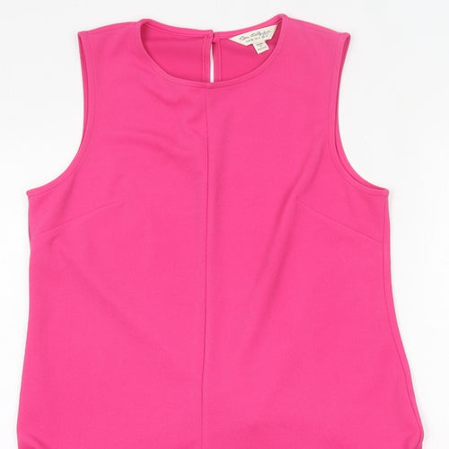 Miss Selfridge Womens Pink  Polyester Fit & Flare  Size 10  Round Neck Button