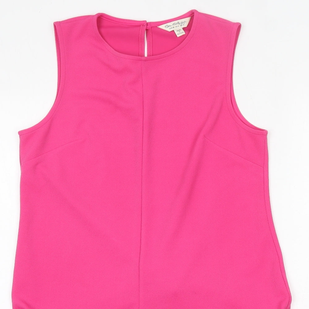 Miss Selfridge Womens Pink  Polyester Fit & Flare  Size 10  Round Neck Button