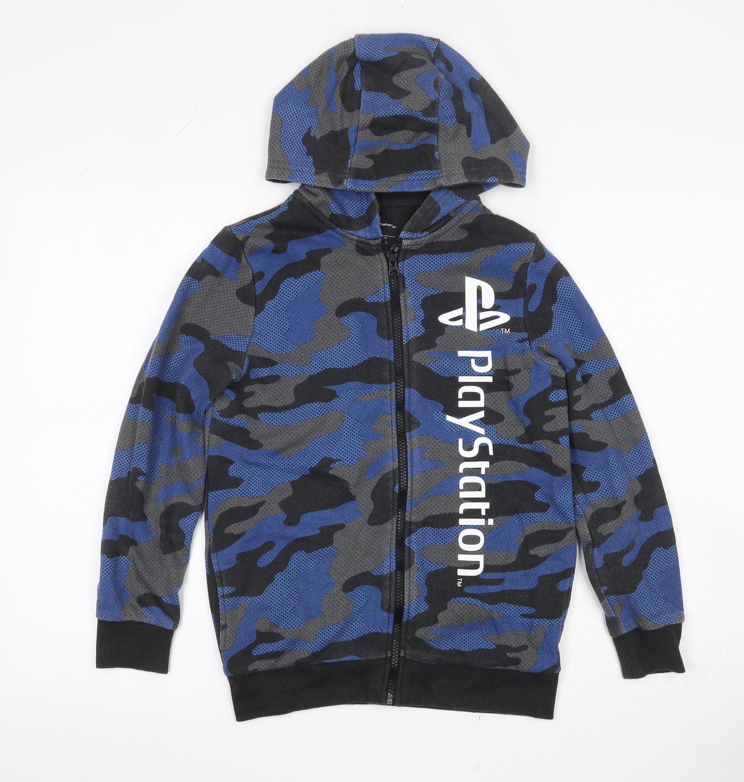 F&F Boys Black Camouflage 100% Cotton Full Zip Hoodie Size 9-10 Years  Zip