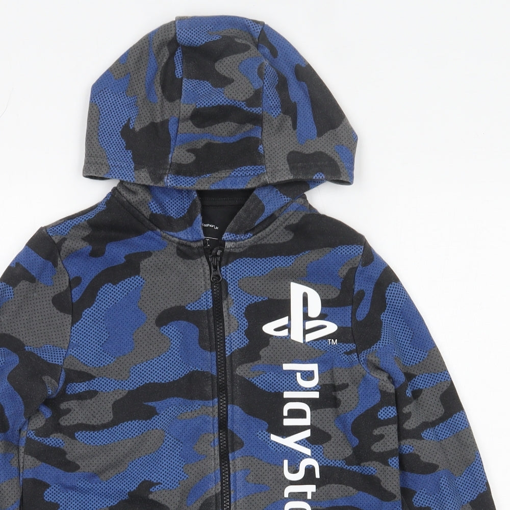 F&F Boys Black Camouflage 100% Cotton Full Zip Hoodie Size 9-10 Years  Zip