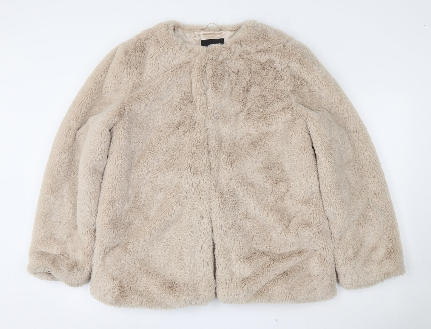 New Look Womens Beige   Jacket  Size 14  Hook & Eye - Faux Fur