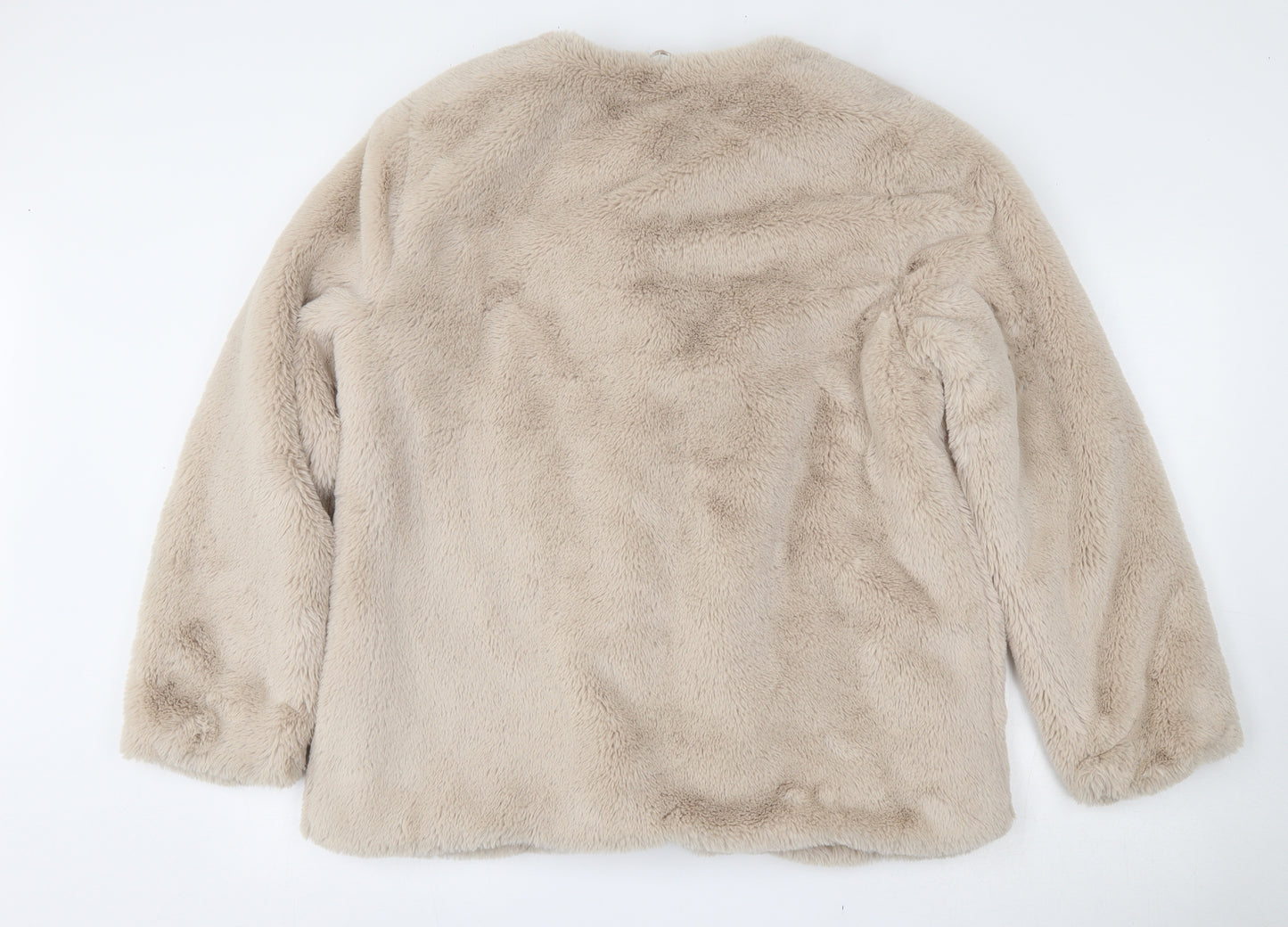 New Look Womens Beige   Jacket  Size 14  Hook & Eye - Faux Fur