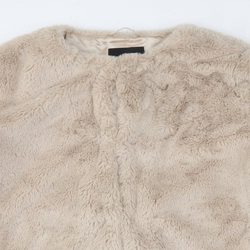 New Look Womens Beige   Jacket  Size 14  Hook & Eye - Faux Fur
