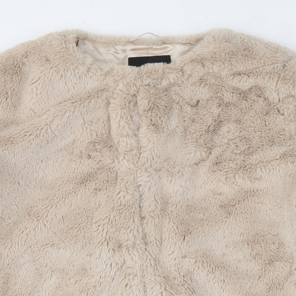 New Look Womens Beige   Jacket  Size 14  Hook & Eye - Faux Fur