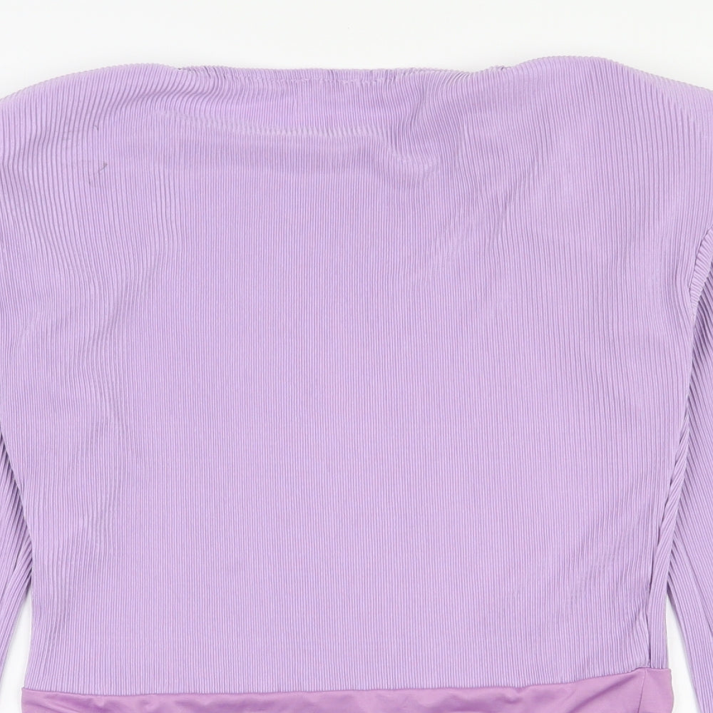 PRETTYLITTLETHING Womens Purple  Polyester Bodysuit One-Piece Size 14  Snap