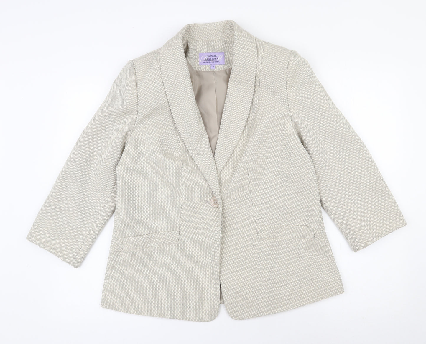 Honor Milburn Womens Beige  100% Polyester Jacket Suit Jacket Size 12