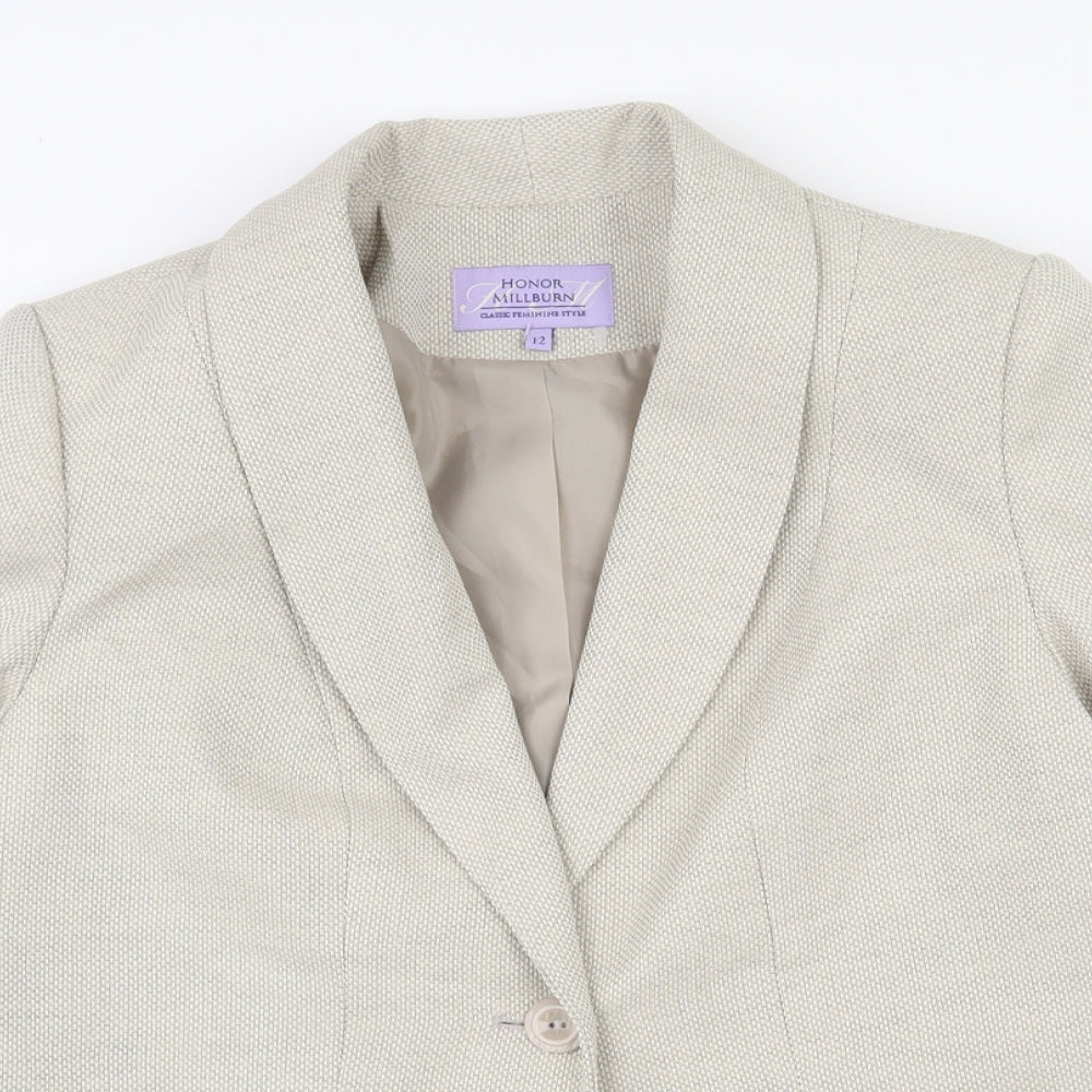 Honor Milburn Womens Beige  100% Polyester Jacket Suit Jacket Size 12