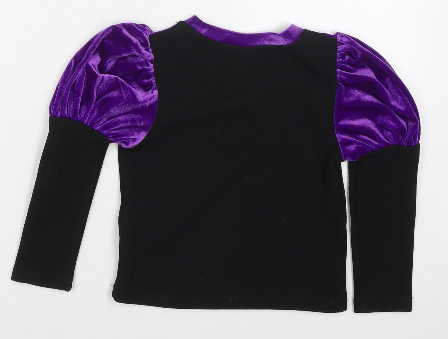 SheIn Girls Purple  Nylon Basic T-Shirt Size 4 Years Crew Neck Pullover - Cat
