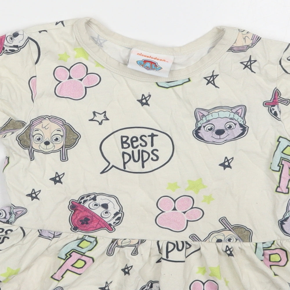 NEXT Girls Ivory  Cotton Skater Dress  Size 4-5 Years  Crew Neck Pullover - Paw Patrol