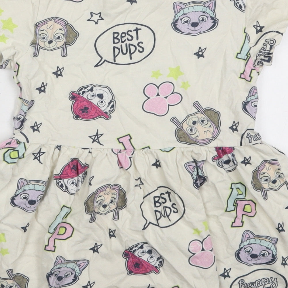 NEXT Girls Ivory  Cotton Skater Dress  Size 4-5 Years  Crew Neck Pullover - Paw Patrol