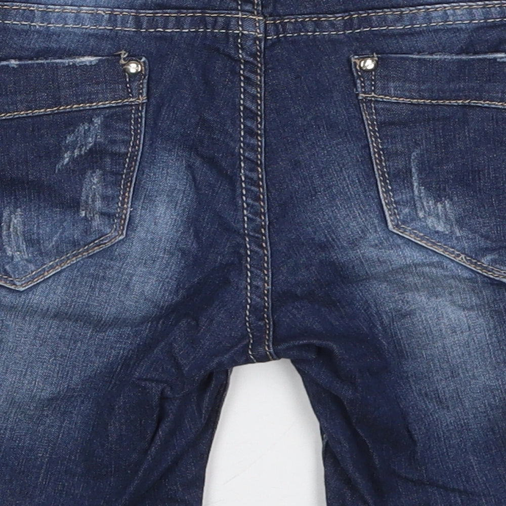 Cushen Womens Blue  Cotton Boyfriend Shorts Size 29 in L7 in Regular Button