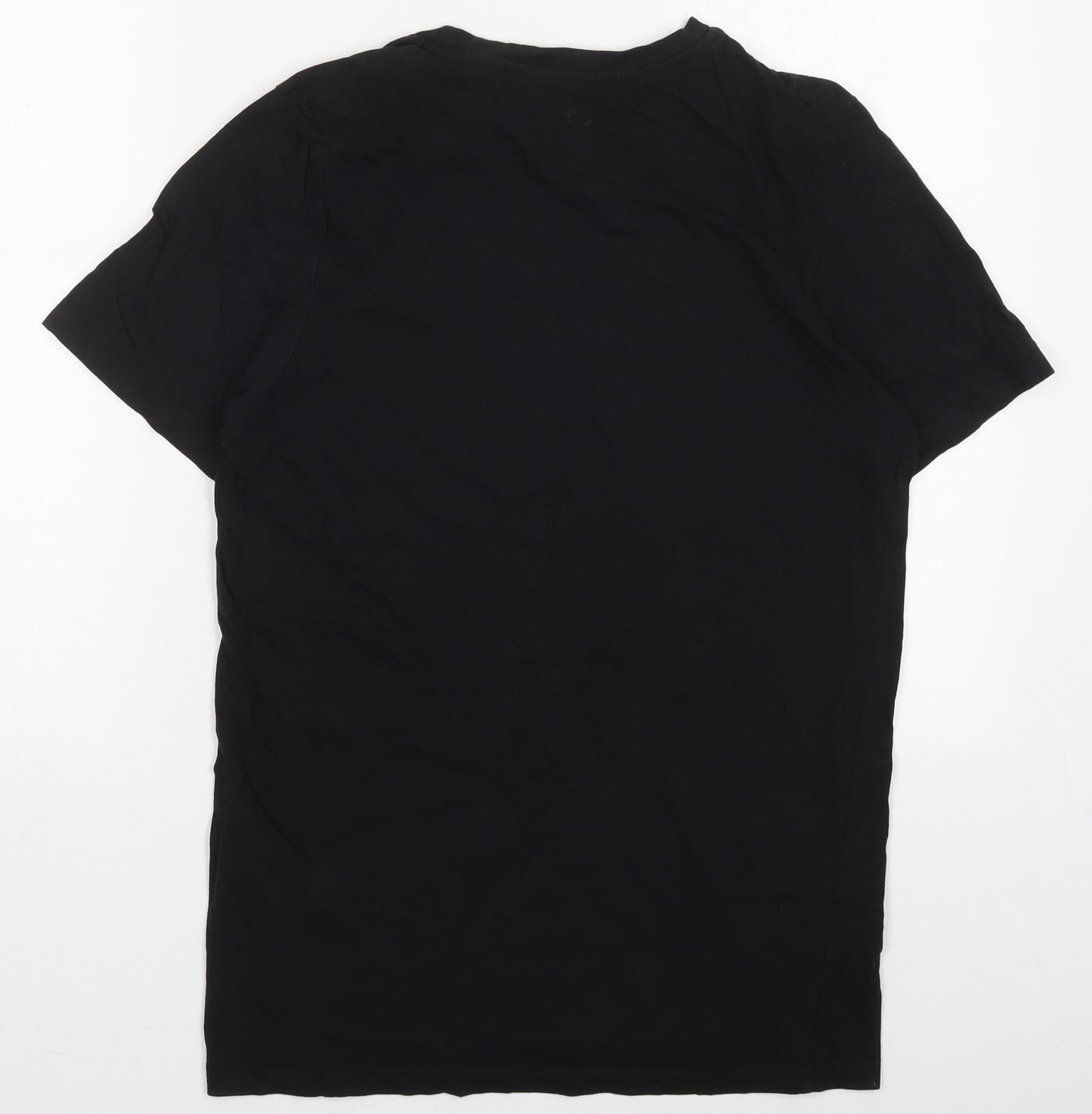 JACK & JONES Mens Black  Cotton  T-Shirt Size S Crew Neck