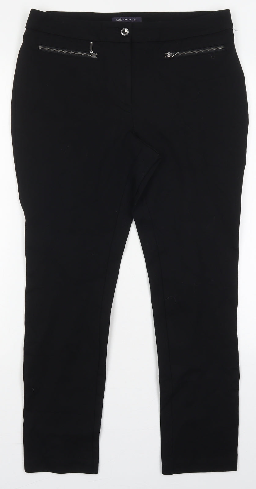 Marks and Spencer Womens Black  Viscose Trousers  Size 12 L26.5 in Regular Button