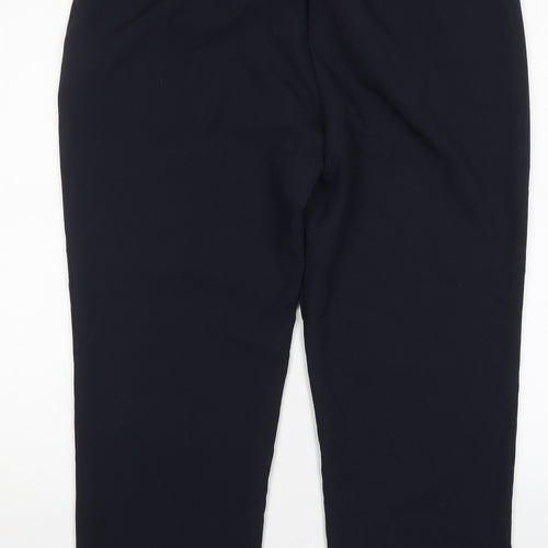 Marks and Spencer Womens Blue  Polyester Trousers  Size 14 L26 in Slim Hook & Eye