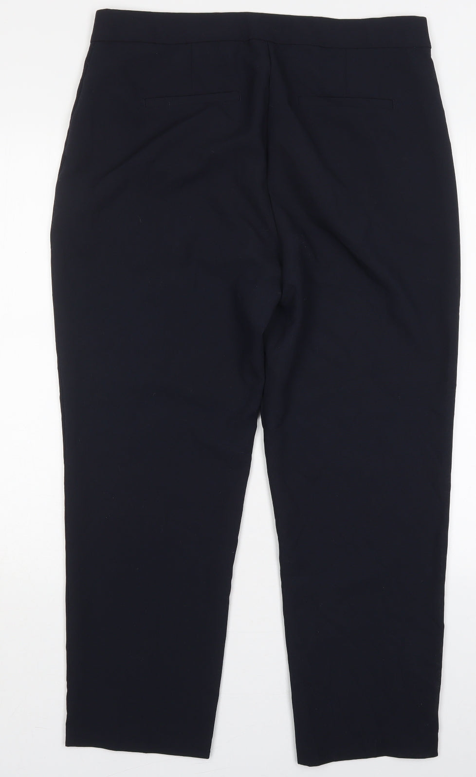 Marks and Spencer Womens Blue  Polyester Trousers  Size 14 L26 in Slim Hook & Eye