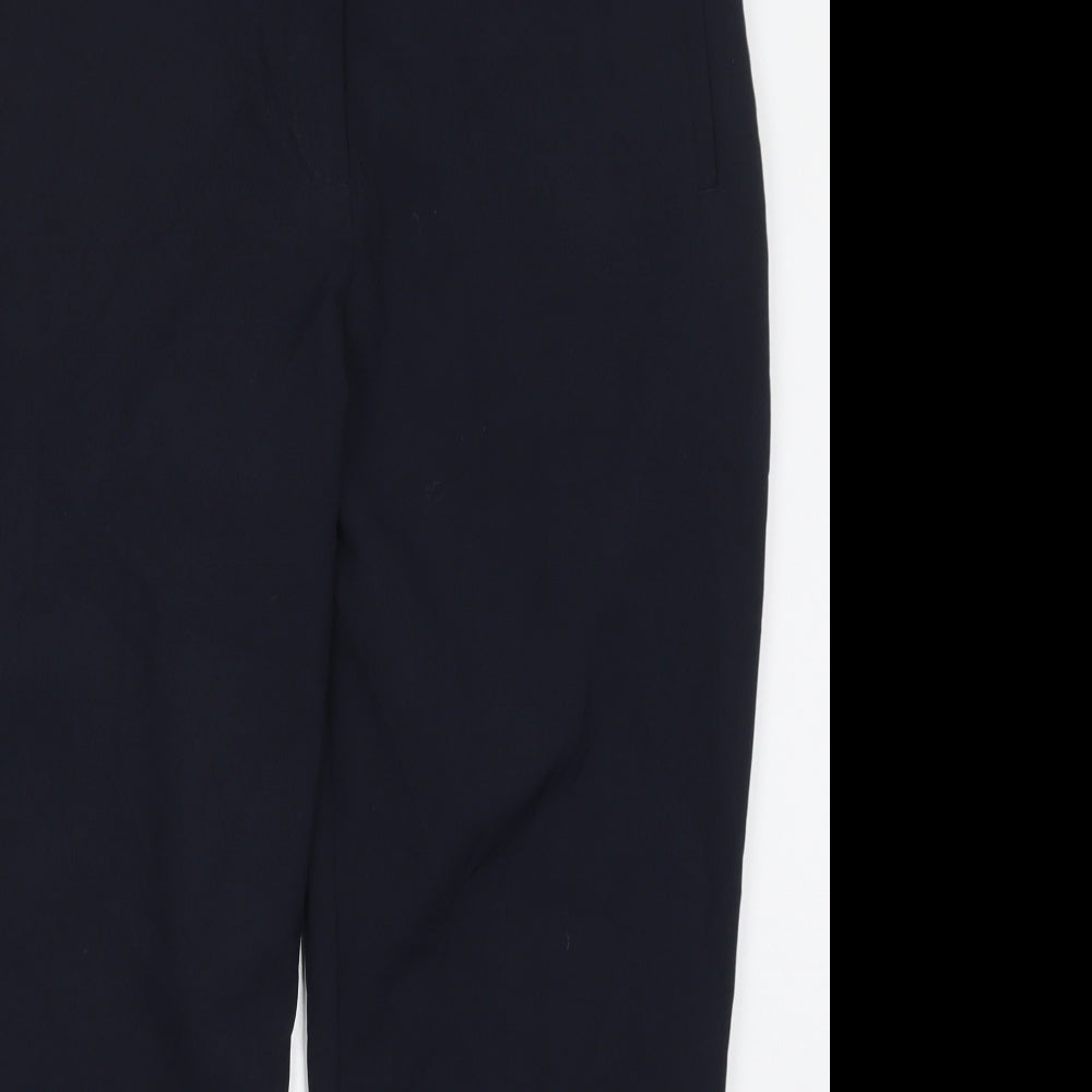 Marks and Spencer Womens Blue  Polyester Trousers  Size 14 L26 in Slim Hook & Eye