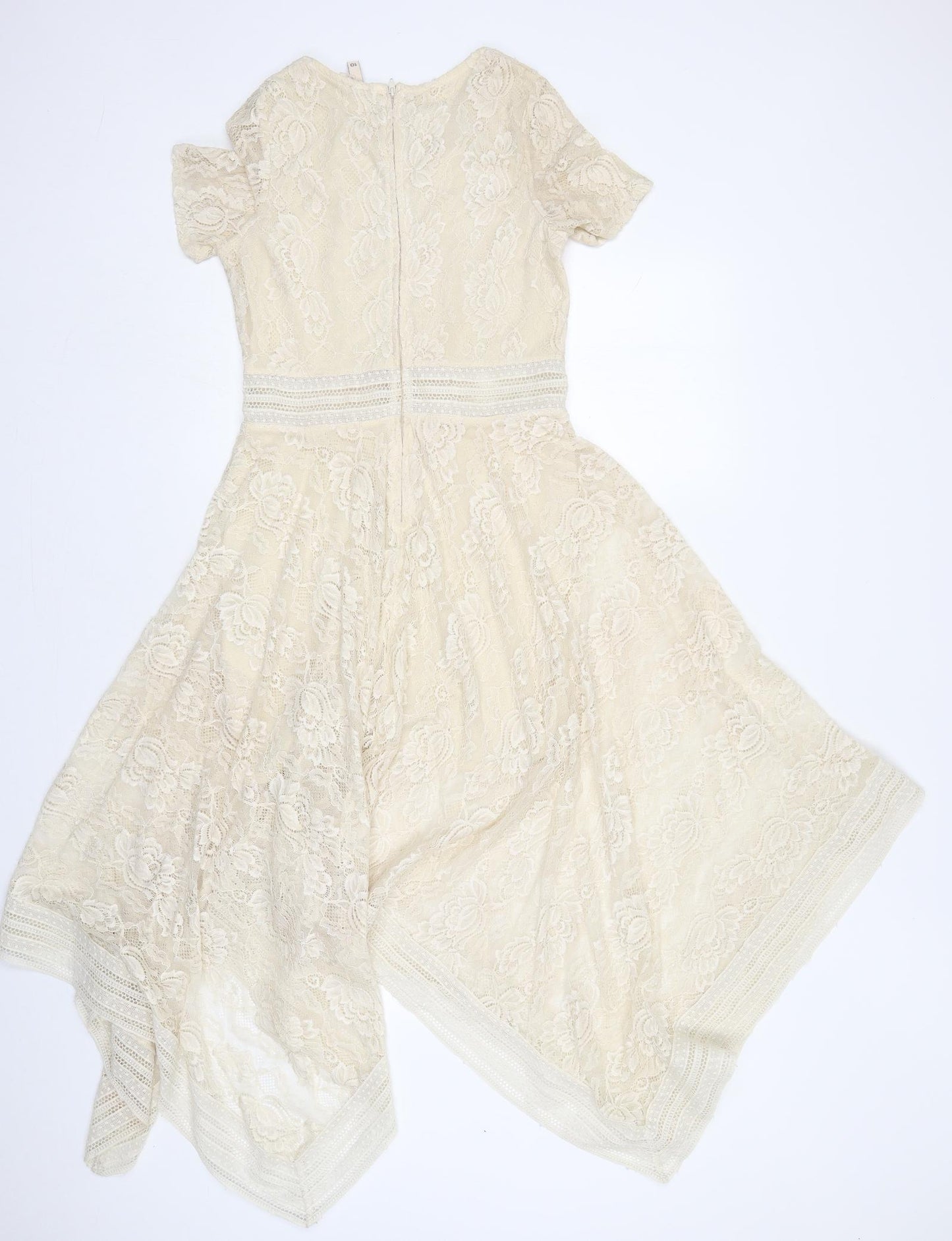 H&M Womens Beige  Cotton A-Line  Size 10  Round Neck Zip