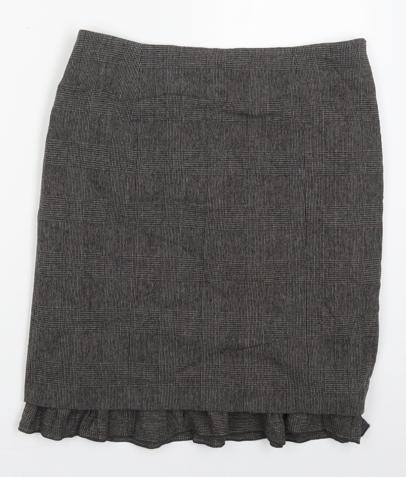 Jigsaw Womens Grey Check Wool Straight & Pencil Skirt Size 12   Zip