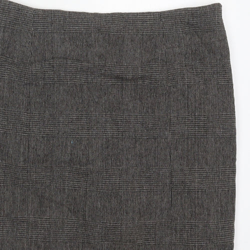 Jigsaw Womens Grey Check Wool Straight & Pencil Skirt Size 12   Zip