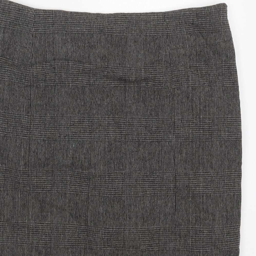 Jigsaw Womens Grey Check Wool Straight & Pencil Skirt Size 12   Zip