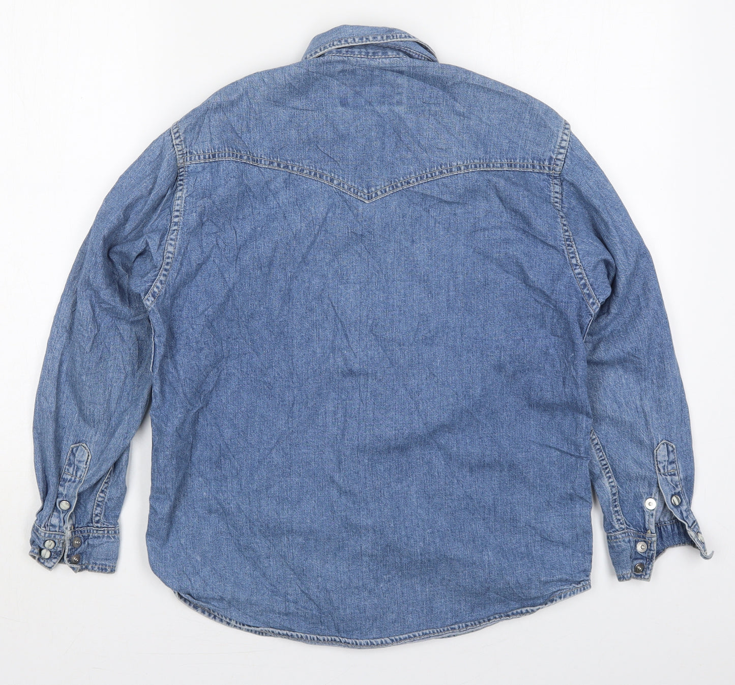 Wrangler Mens Blue  Cotton  Button-Up Size L Collared Button