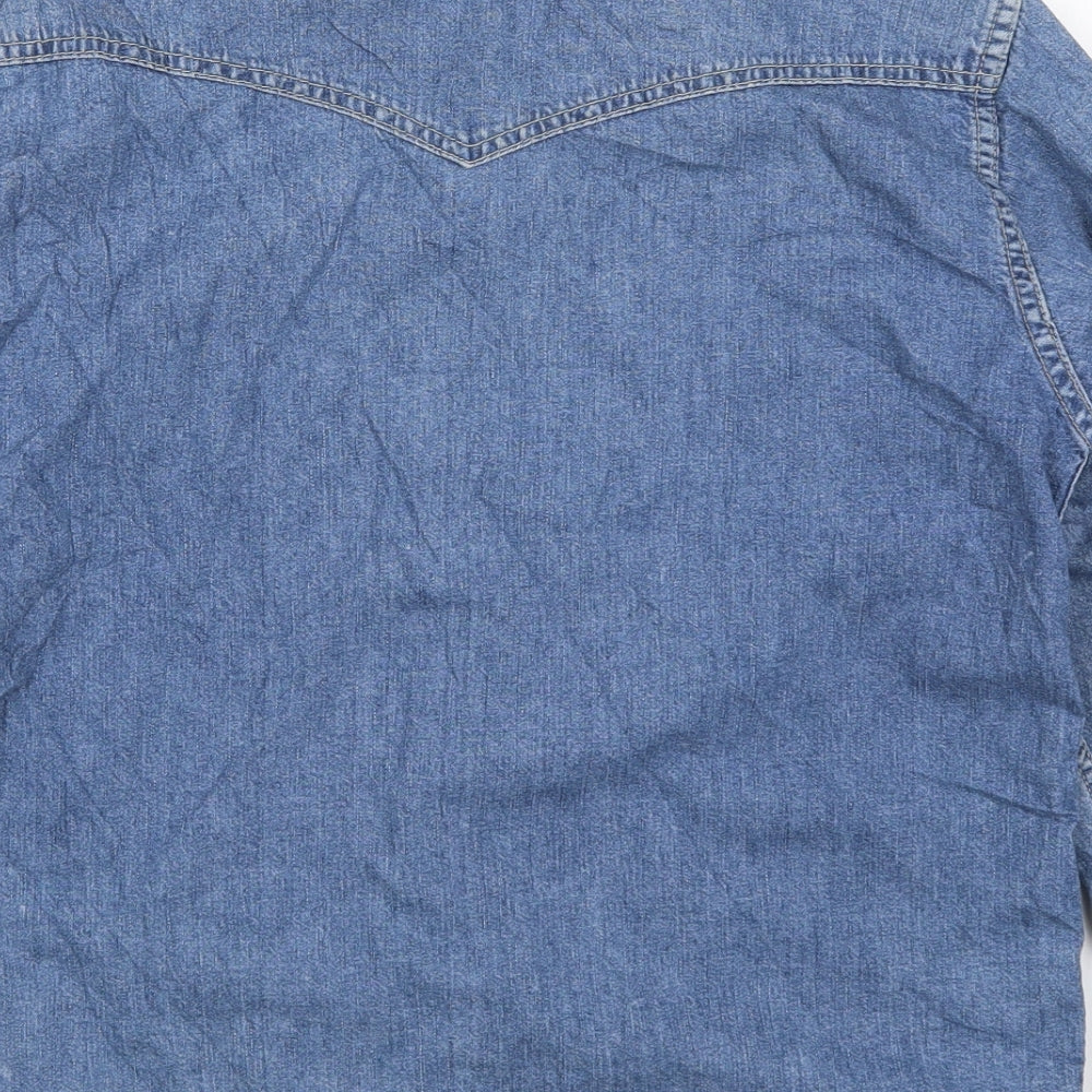 Wrangler Mens Blue  Cotton  Button-Up Size L Collared Button