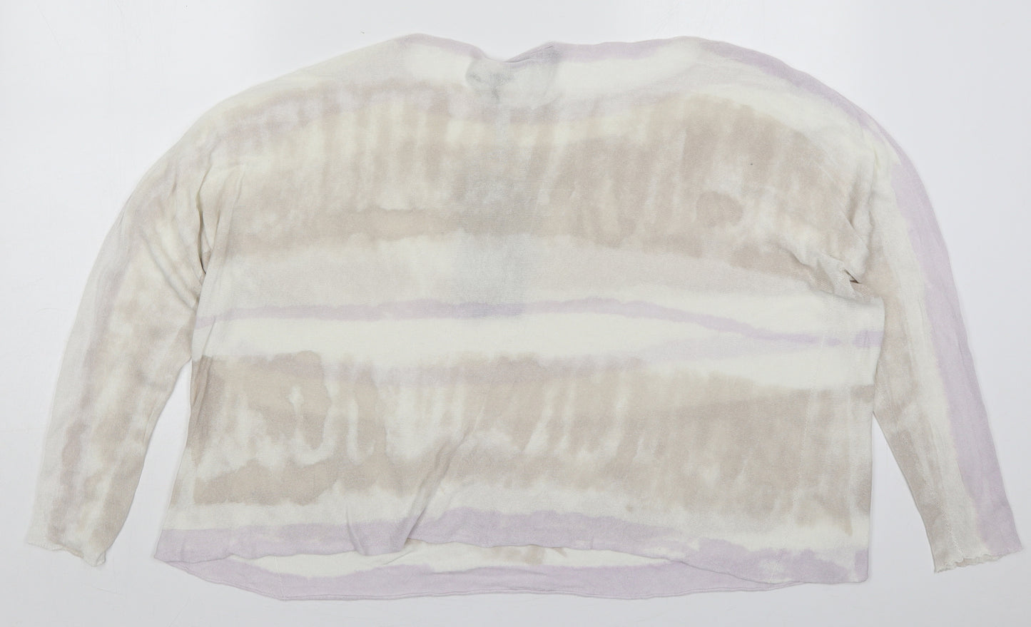 Paquito Womens Beige Striped Viscose Basic T-Shirt Size L Roll Neck - Purple