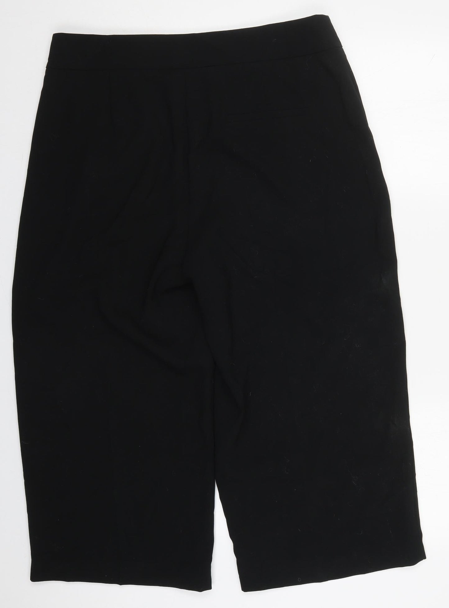 Marks and Spencer Womens Black  Polyester Cropped Trousers Size 18 L23 in Regular Zip
