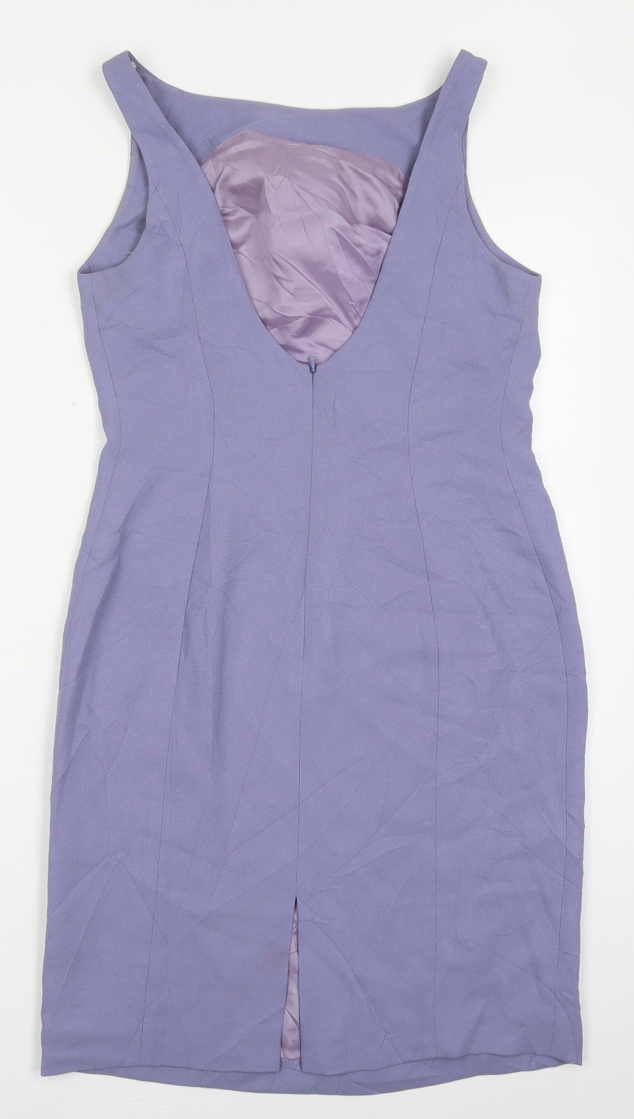 Jones New York Womens Purple  Acetate Pencil Dress  Size 8  Round Neck Zip