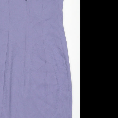 Jones New York Womens Purple  Acetate Pencil Dress  Size 8  Round Neck Zip
