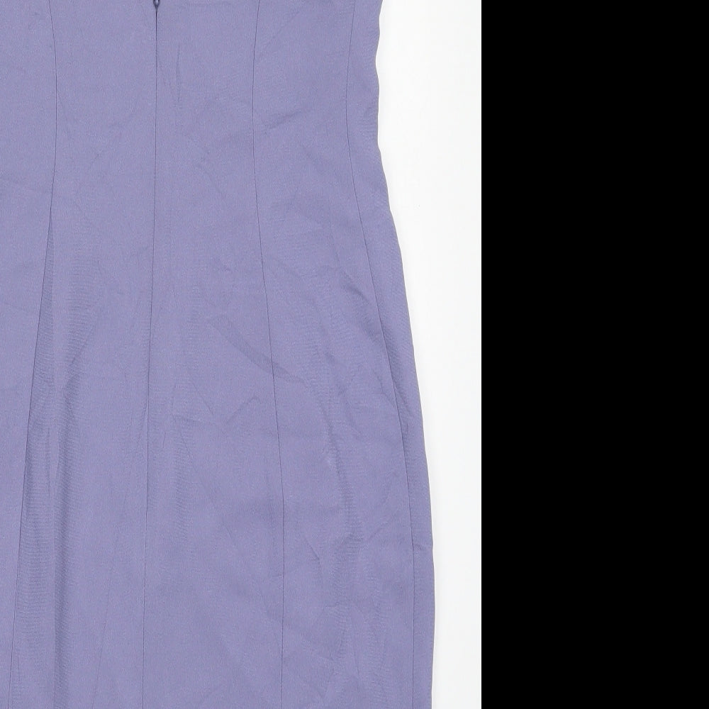 Jones New York Womens Purple  Acetate Pencil Dress  Size 8  Round Neck Zip