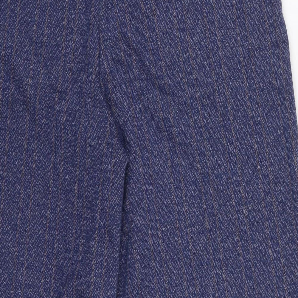 TU Womens Blue Herringbone Polyester Cropped Trousers Size 10 L22 in Regular
