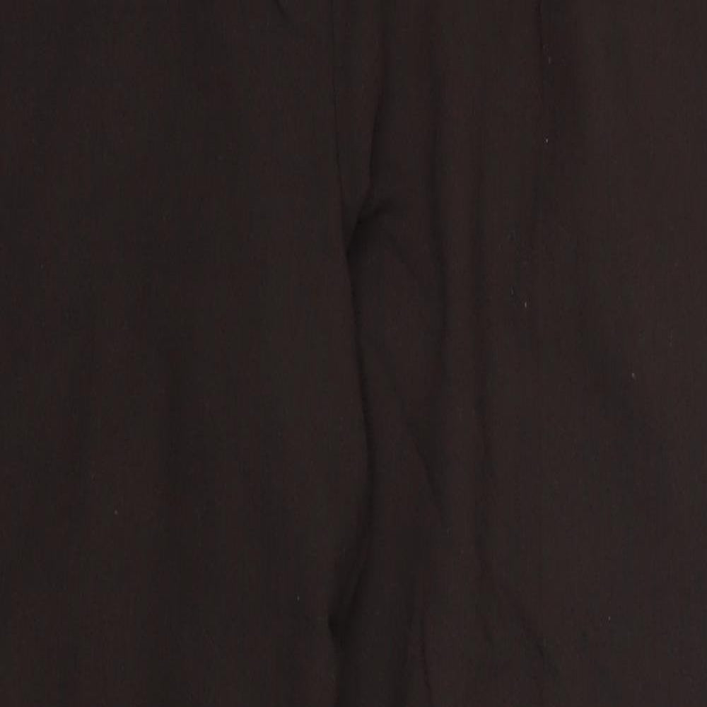 Marks and Spencer Womens Brown  Polyester Trousers  Size 14 L28 in Regular Button