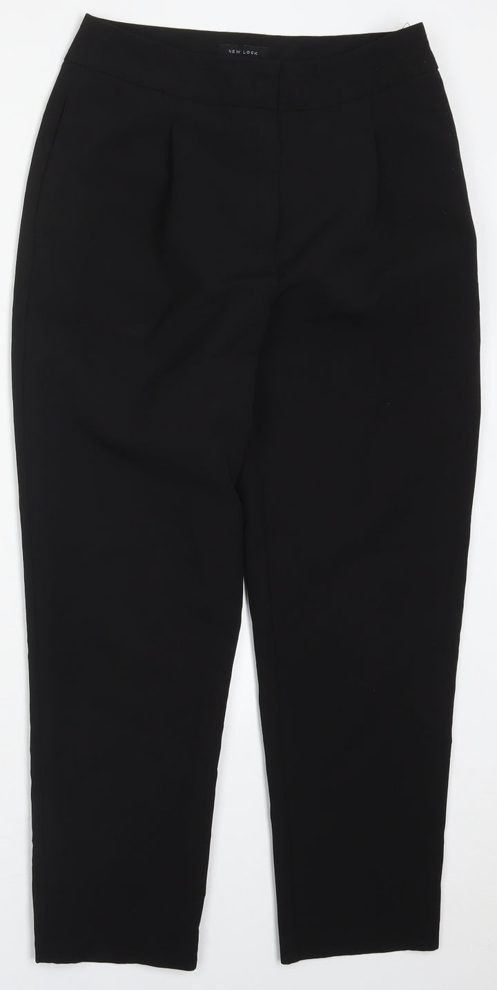 New Look Womens Black Polyester Trousers Size 8 L25.5 in Regular Hook & Eye