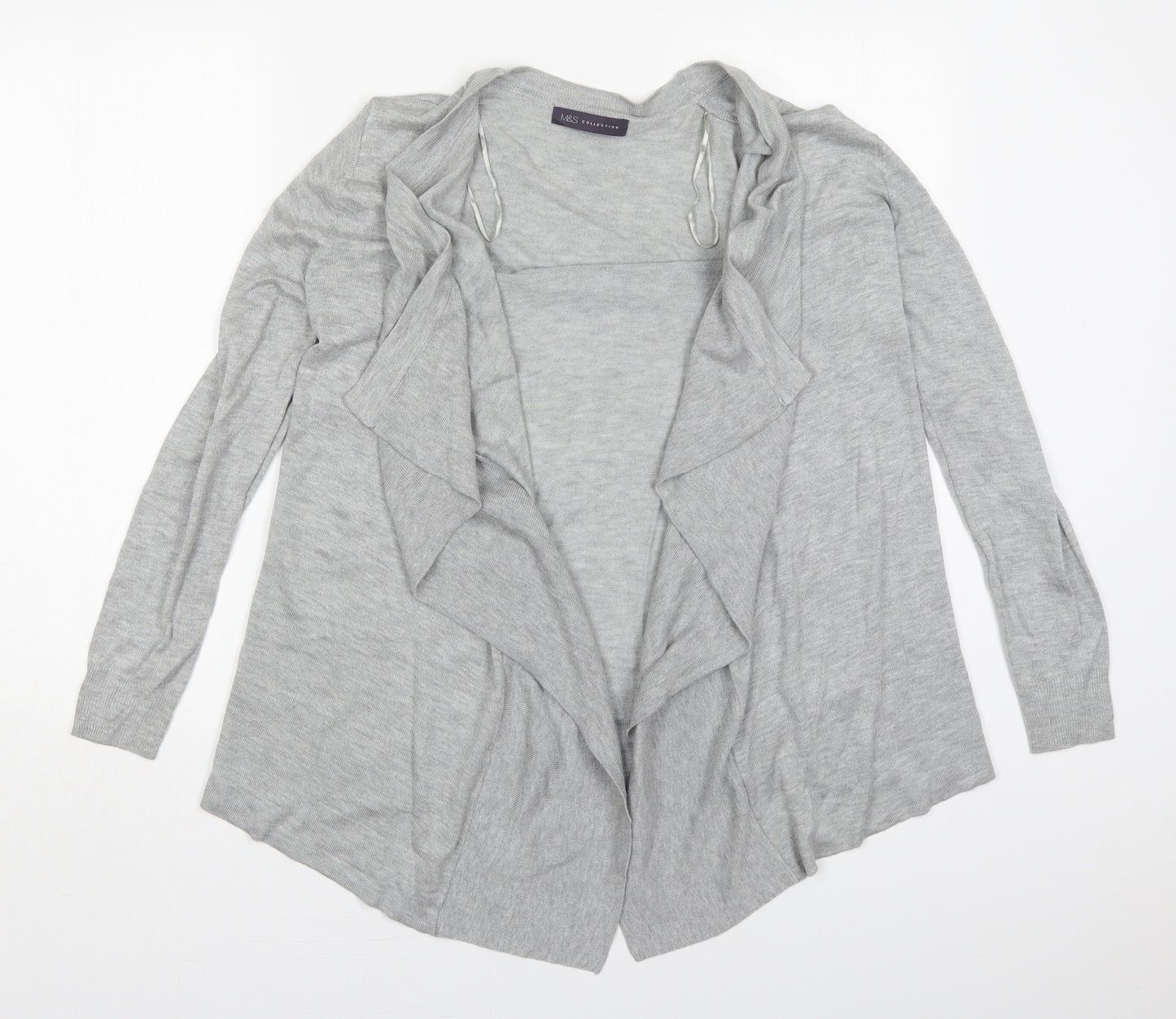 Marks and Spencer Womens Grey V-Neck  Viscose Cardigan Jumper Size M