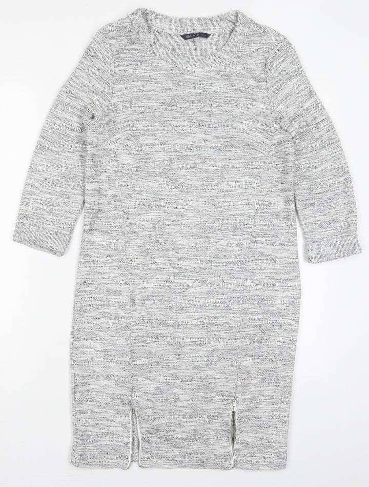 Marks and Spencer Womens Grey  Polyester Pencil Dress  Size 8  Round Neck Pullover
