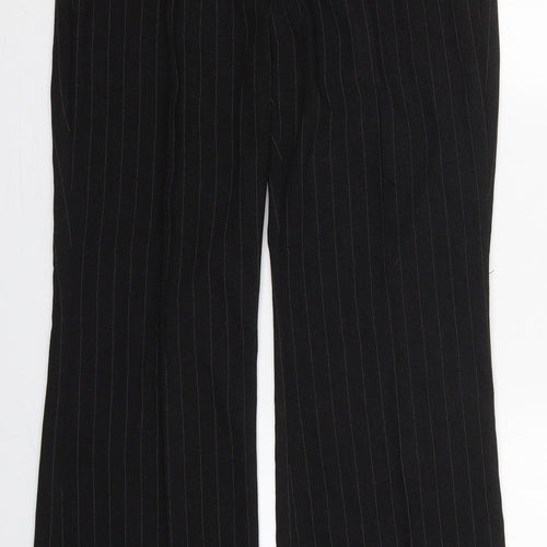 b.young Womens Black Striped Polyester Trousers  Size 14 L32 in Regular Hook & Eye