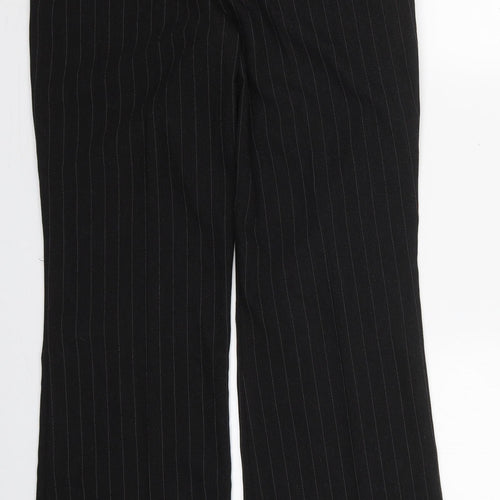 b.young Womens Black Striped Polyester Trousers  Size 14 L32 in Regular Hook & Eye