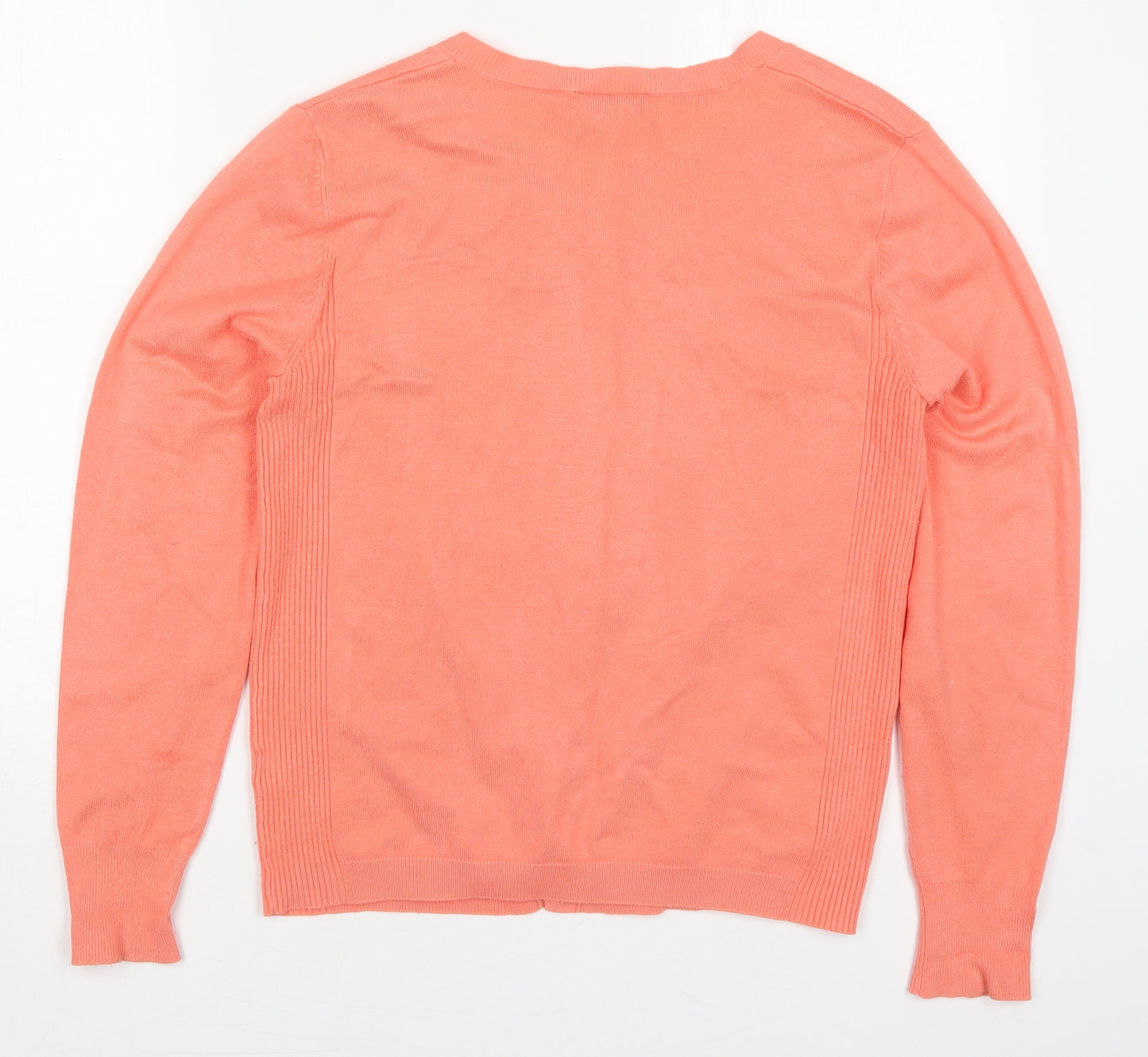 Papaya Womens Orange Round Neck  Viscose Cardigan Jumper Size 14   - Coral Coloured
