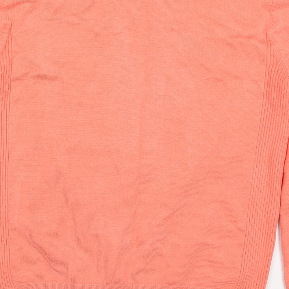 Papaya Womens Orange Round Neck  Viscose Cardigan Jumper Size 14   - Coral Coloured